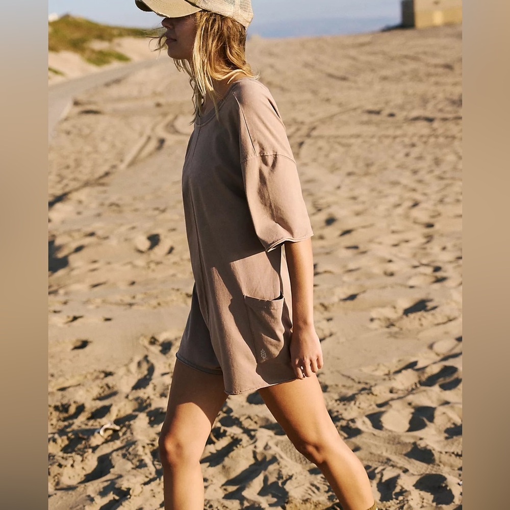 ‼️SOLD‼️ 23. NWT! Free People Movement Hot Shot Tee Romper | Mocha Latte | Large
